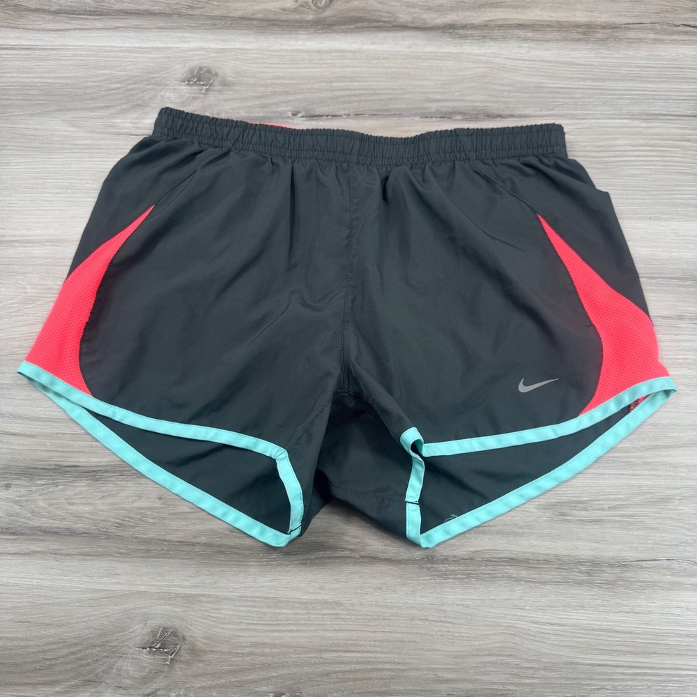 Nike Womens Dri-FIT Running Shorts Grey Pink Teal Size Small 3 Inch Inseam